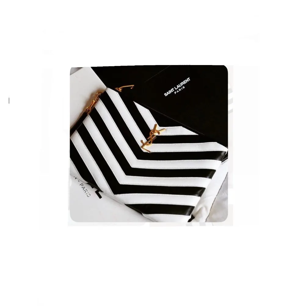 Saint Laurent Jolie Chevron Clutch MultiColor Leather Never worn - Back View