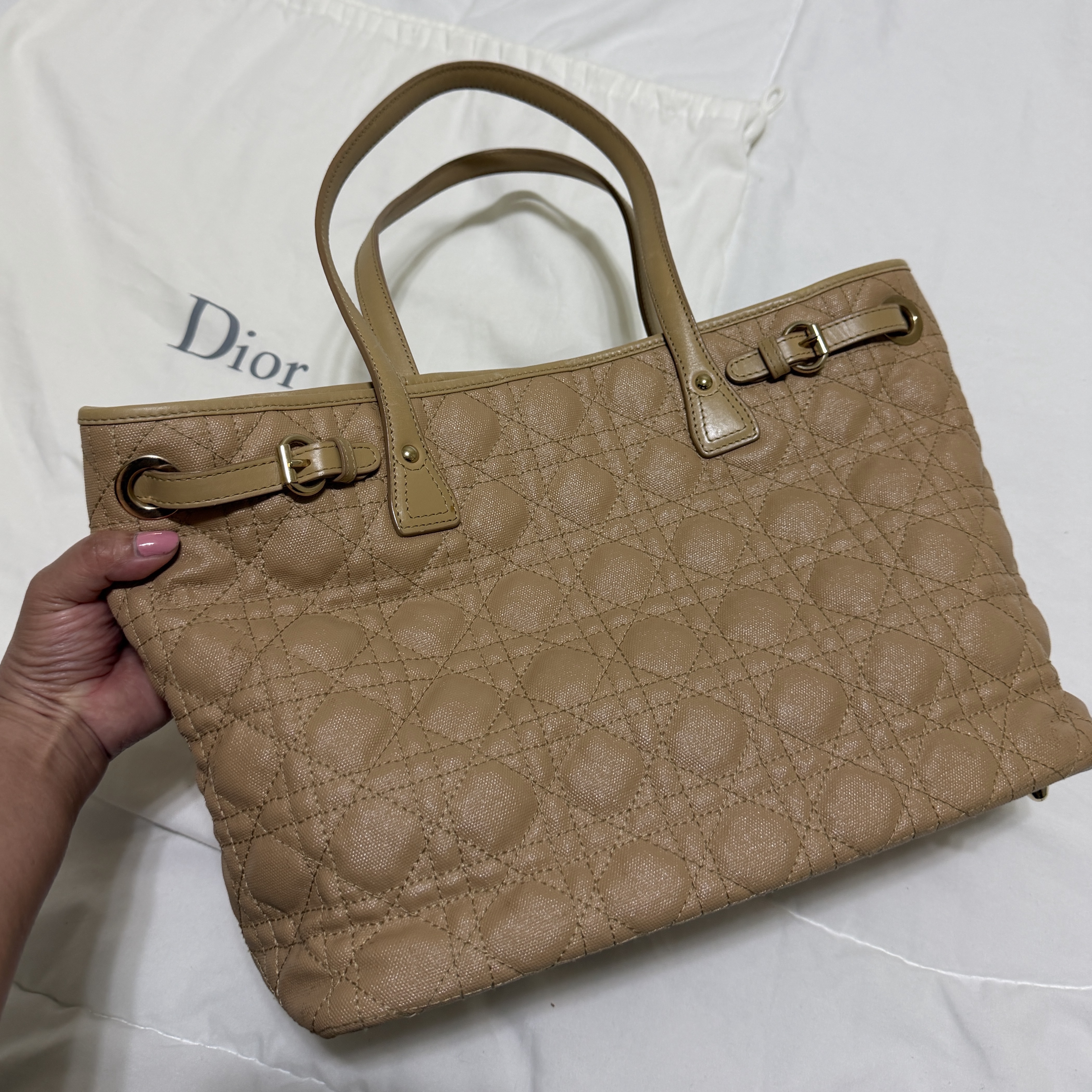 Dior Tote Bag Beige Canvas Good condition - Back View