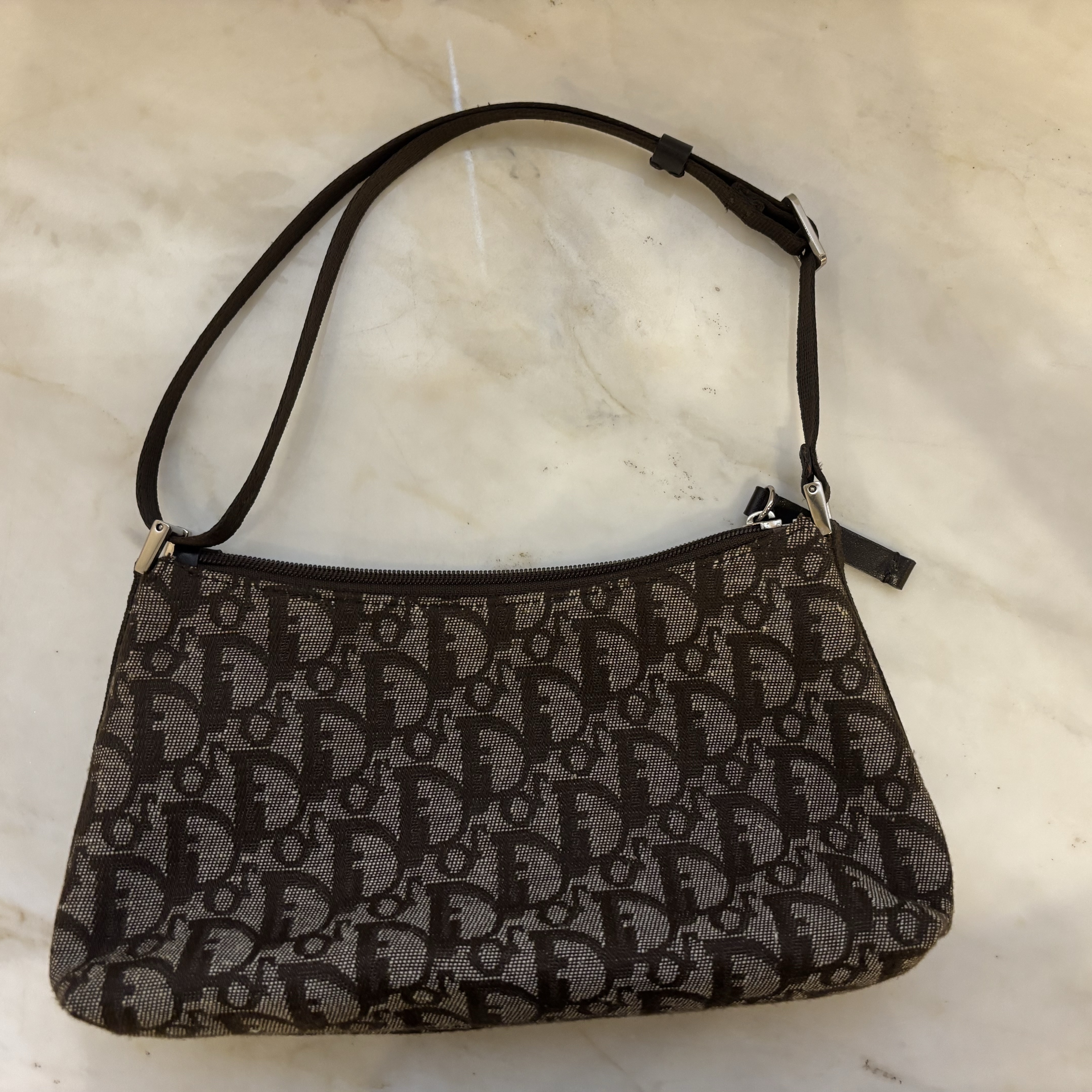 Dior Saddle Bag Brown Jacquard Very good condition - Back View