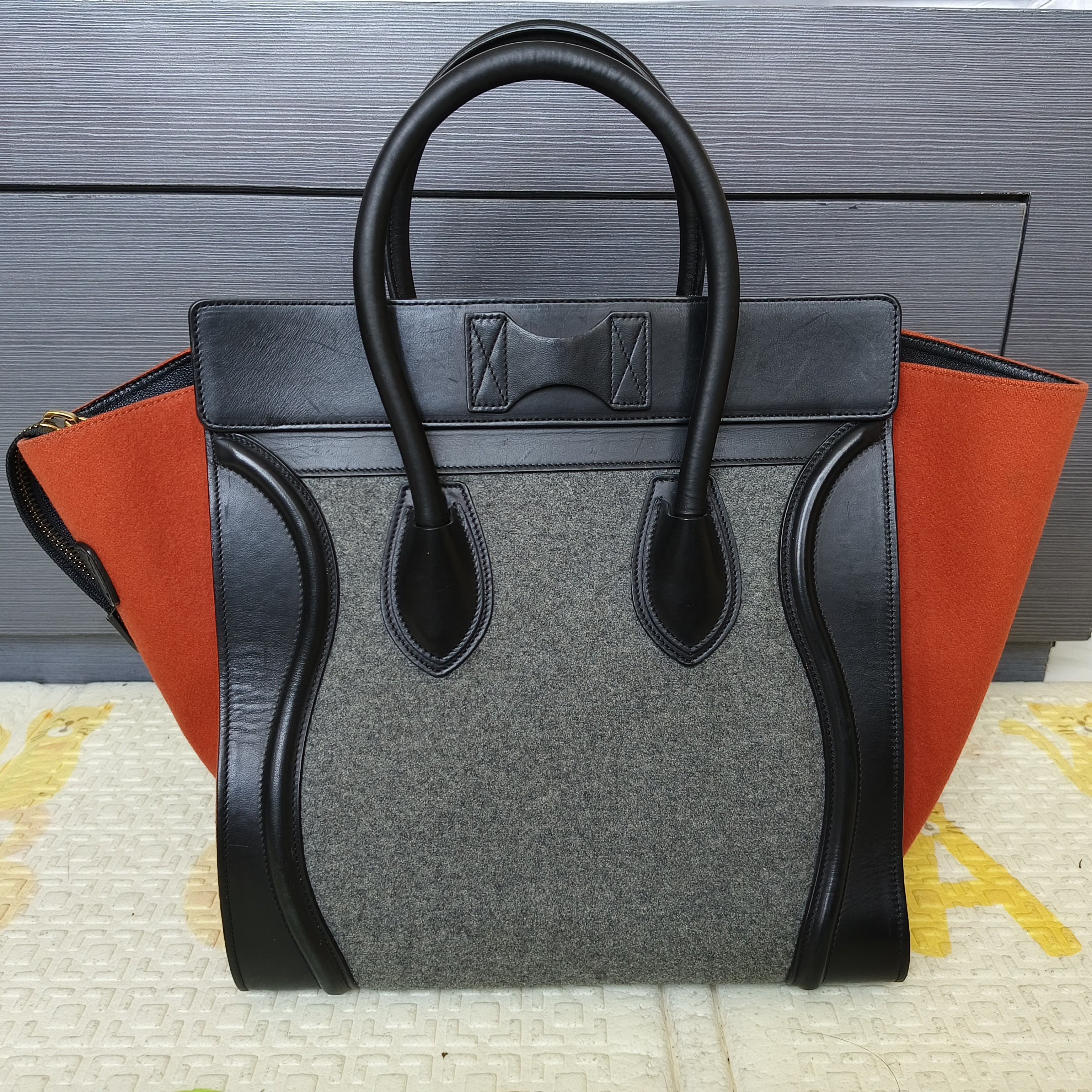 Celine Tricolor Mini Luggage Felt Black Leather Good condition - Back View