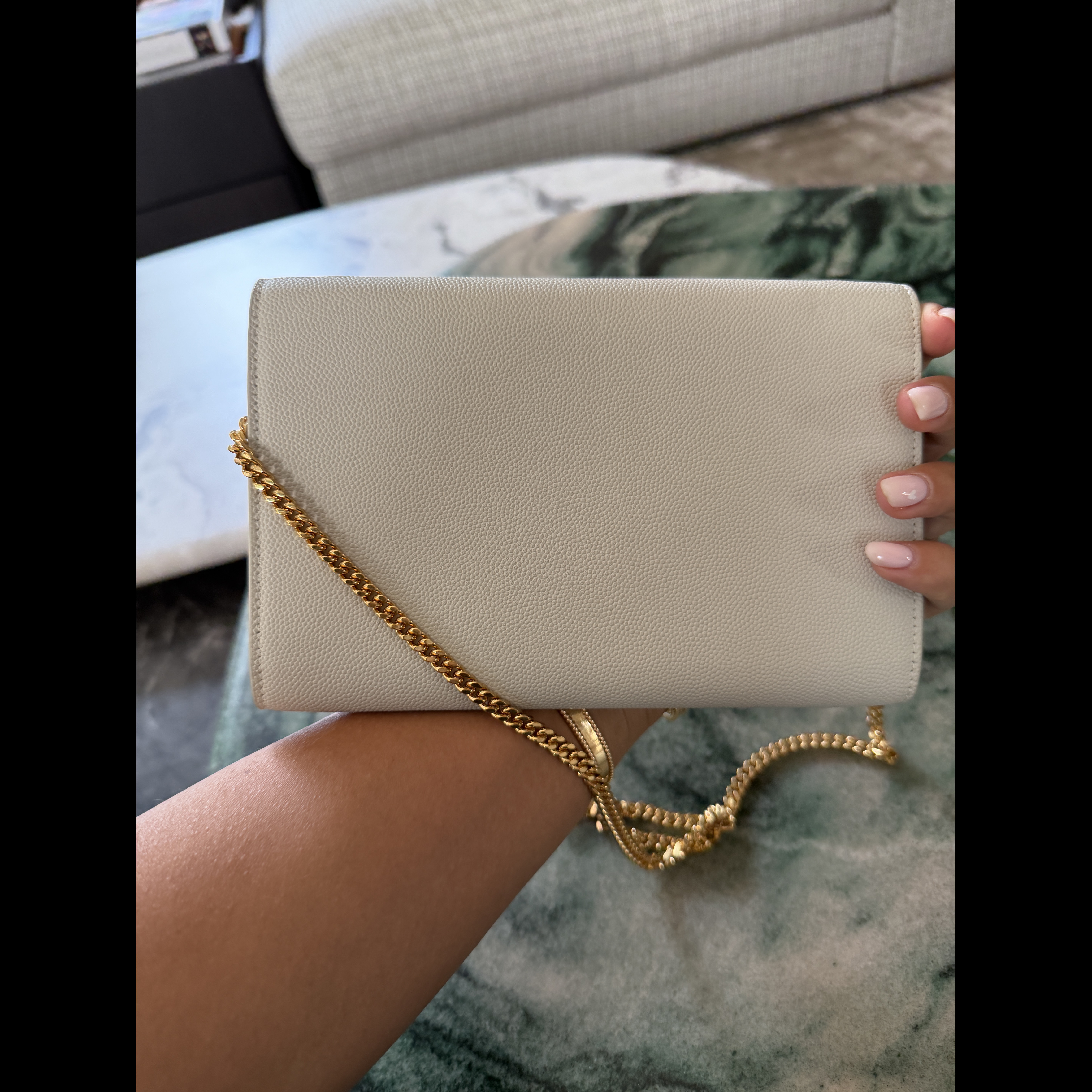 Saint Laurent Uptown Chain Waller Bag White Leather Never worn - Back View