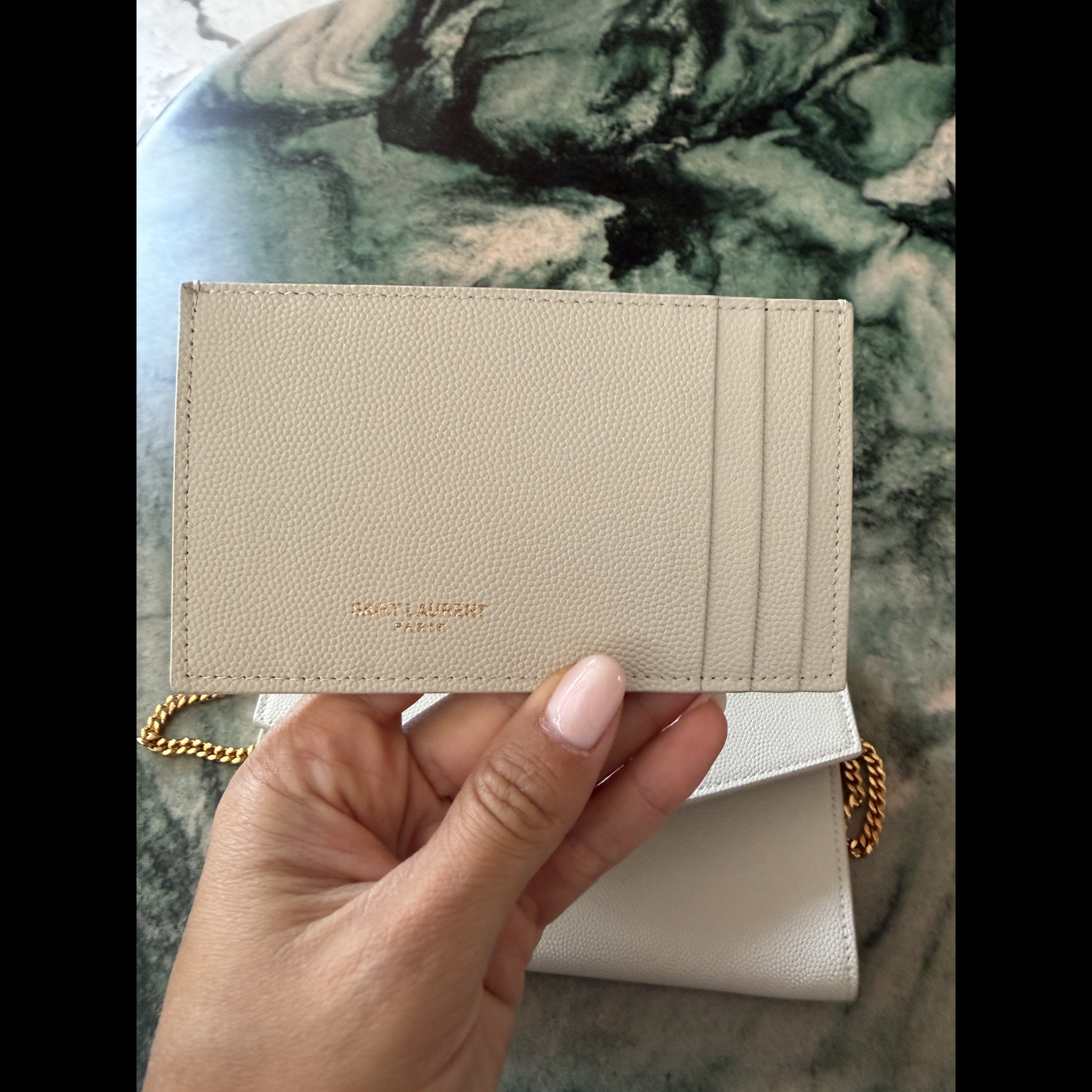 Saint Laurent Uptown Chain Waller Bag White Leather Never worn - Box View