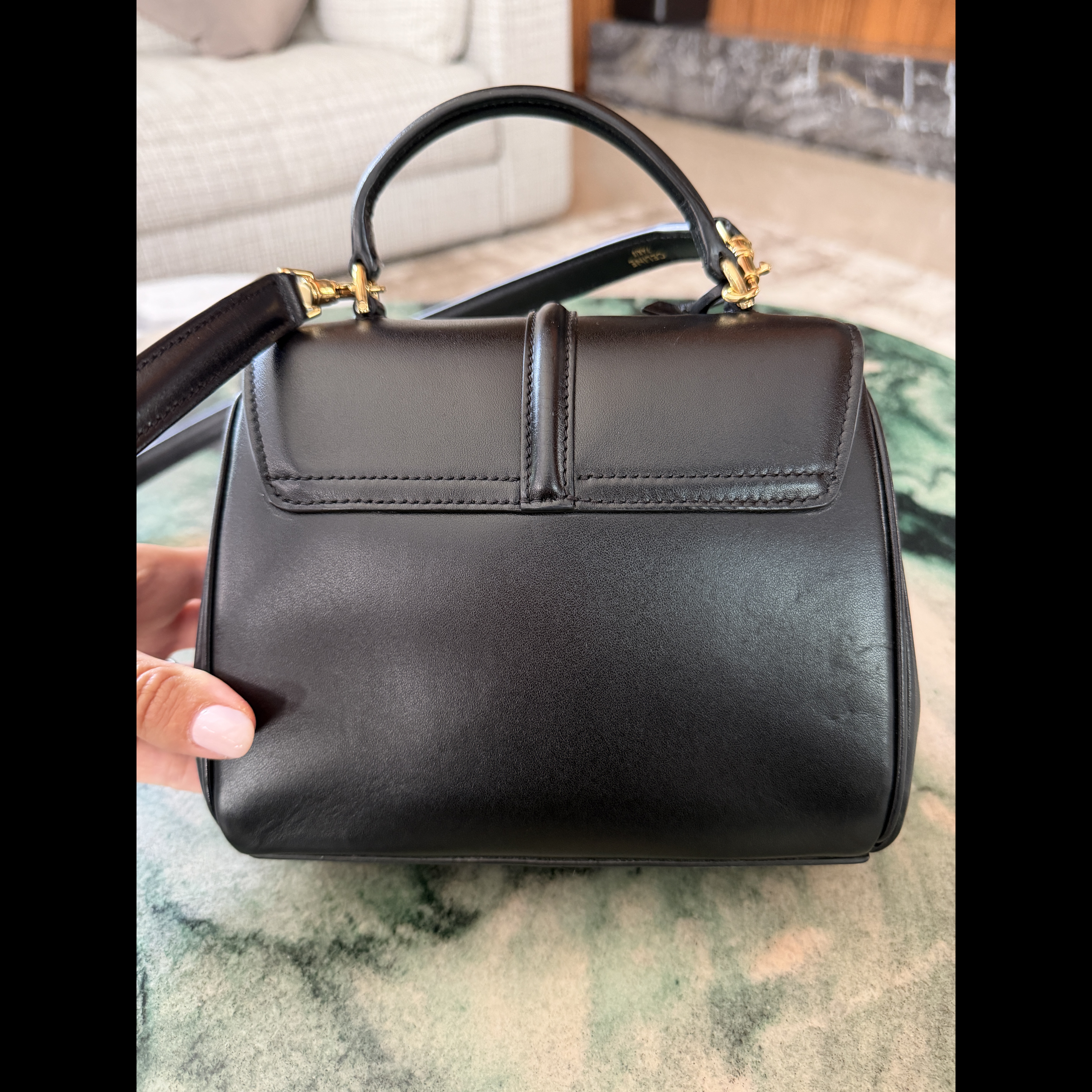 Celine Small 16 Bag Black Leather Very good condition - Back View