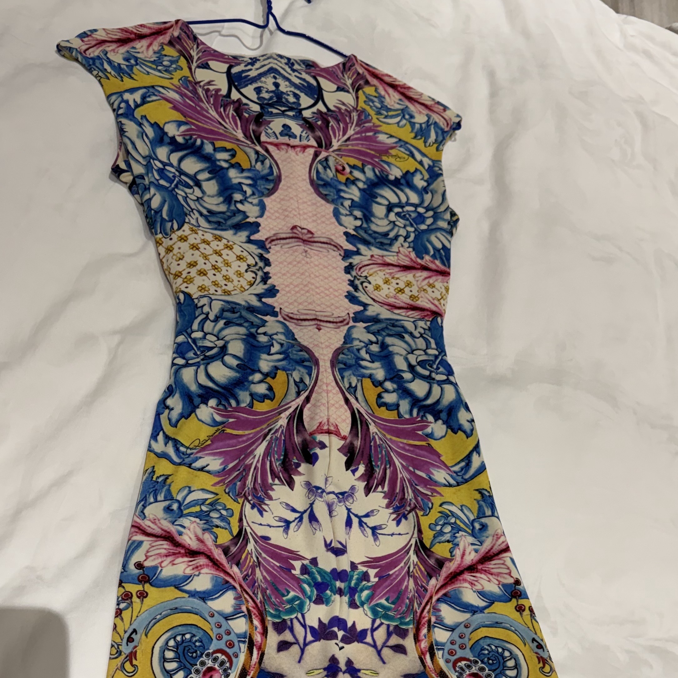 Roberto Cavalli Stretch Mini Dress MultiColor Viscose Good condition - Back View