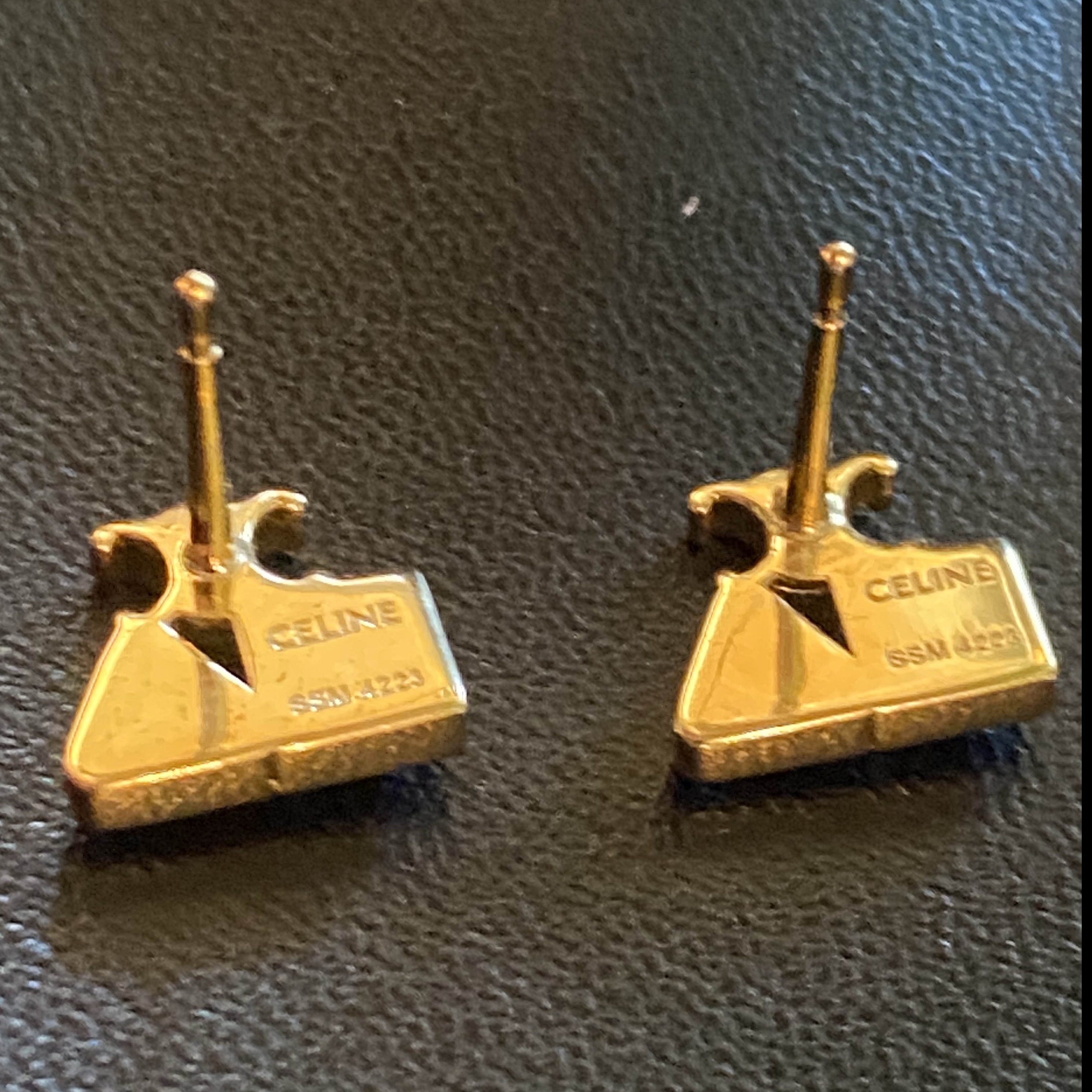 Celine Celine Geometric Triomphe Earrings Gold Brass Very good condition - Box View