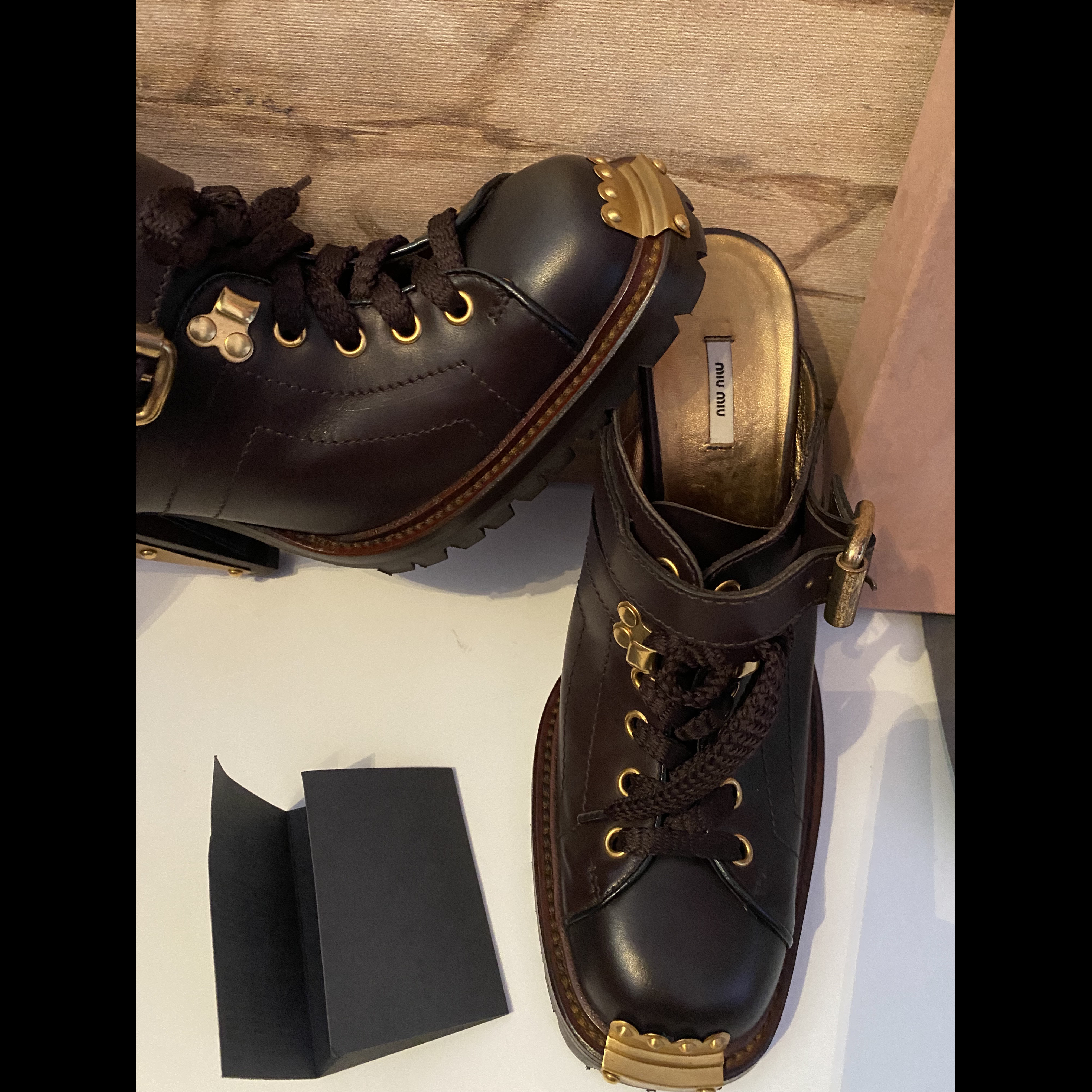 Miu Miu Miu Miu Platform Mules Brown Leather Never worn - Inside View