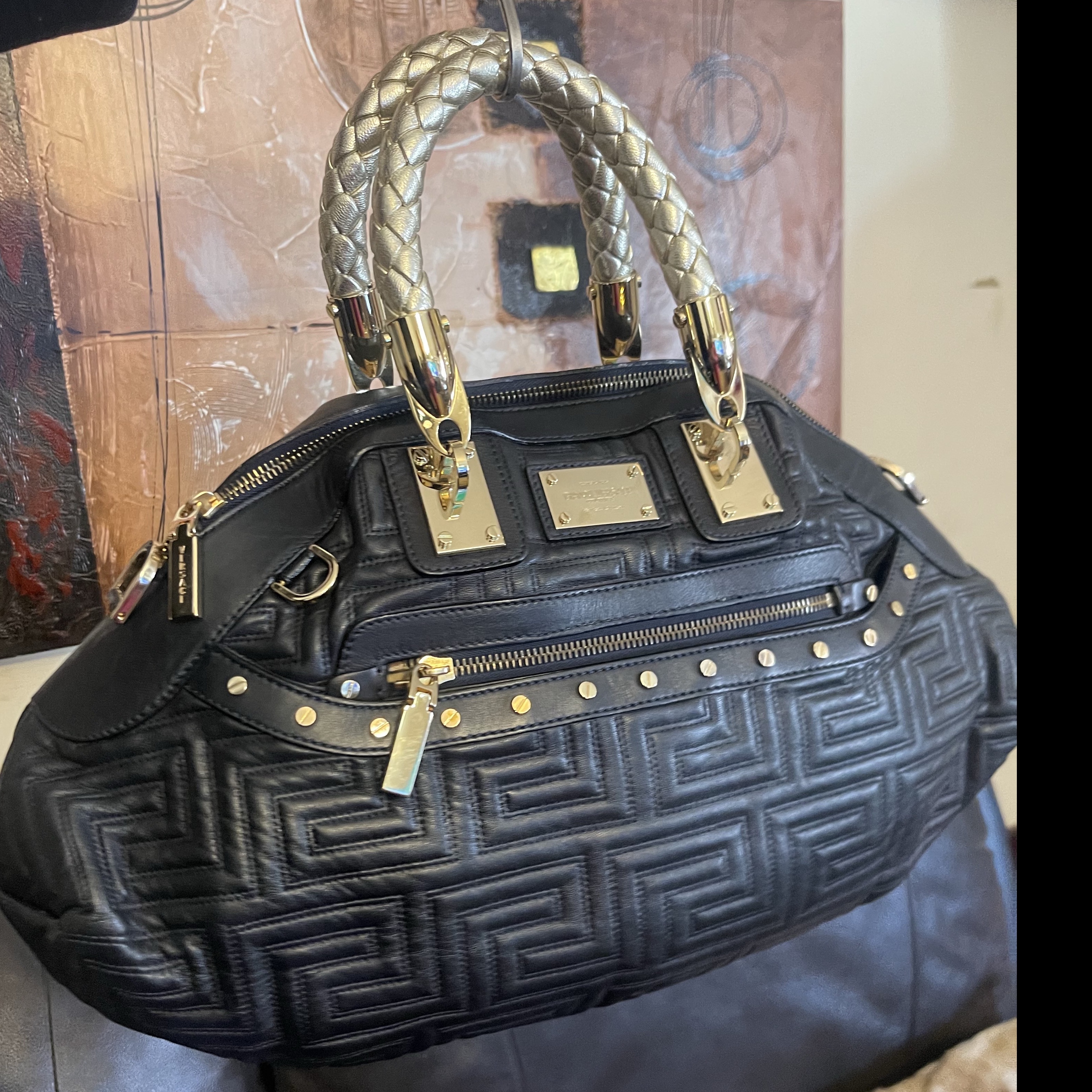 Versace Bowl Anthracite Leather Very good condition - Model View