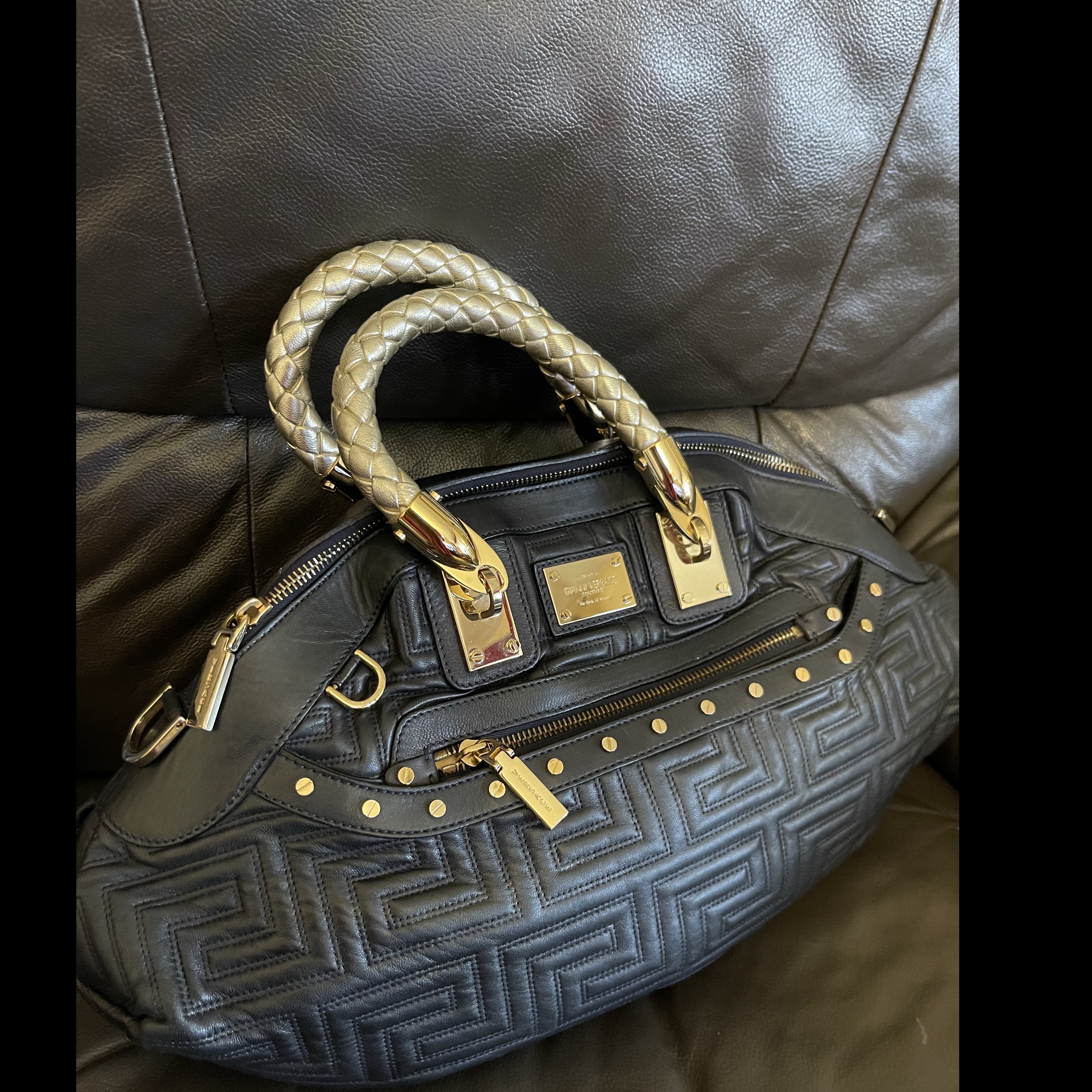 Versace Bowl Anthracite Leather Very good condition - Box View