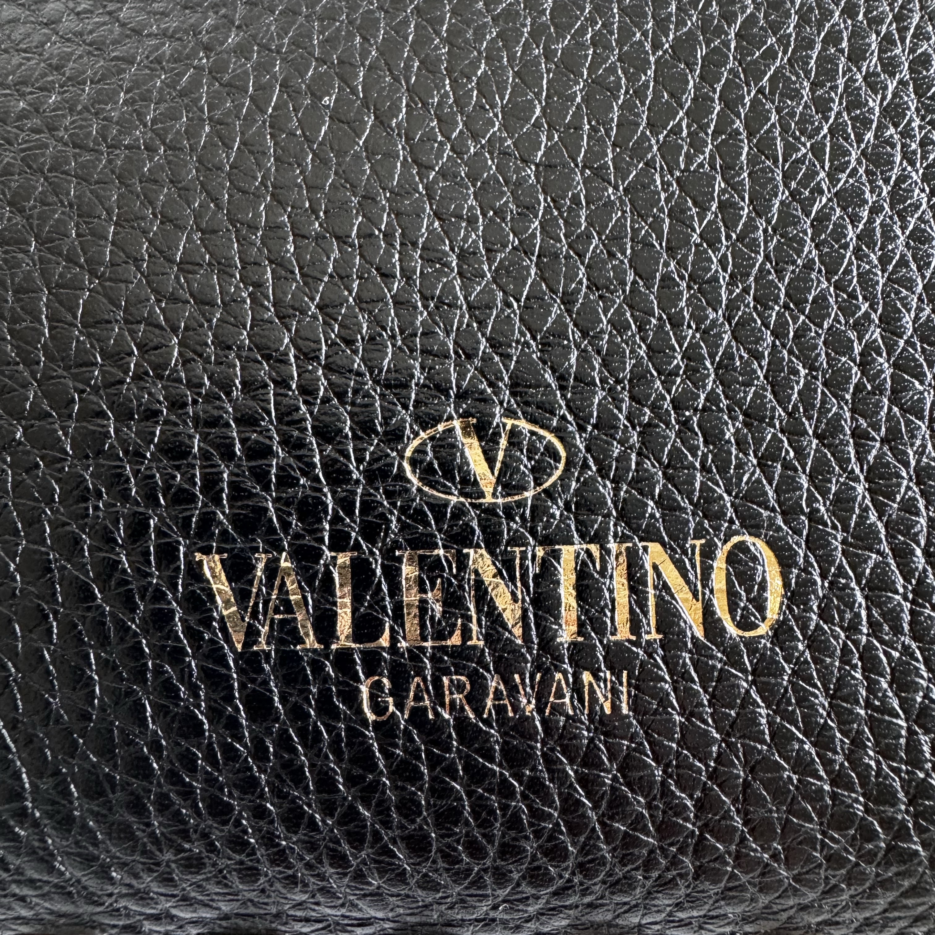 Valentino Garavani Rockstud Leather Tote Black Leather Very good condition - Box View