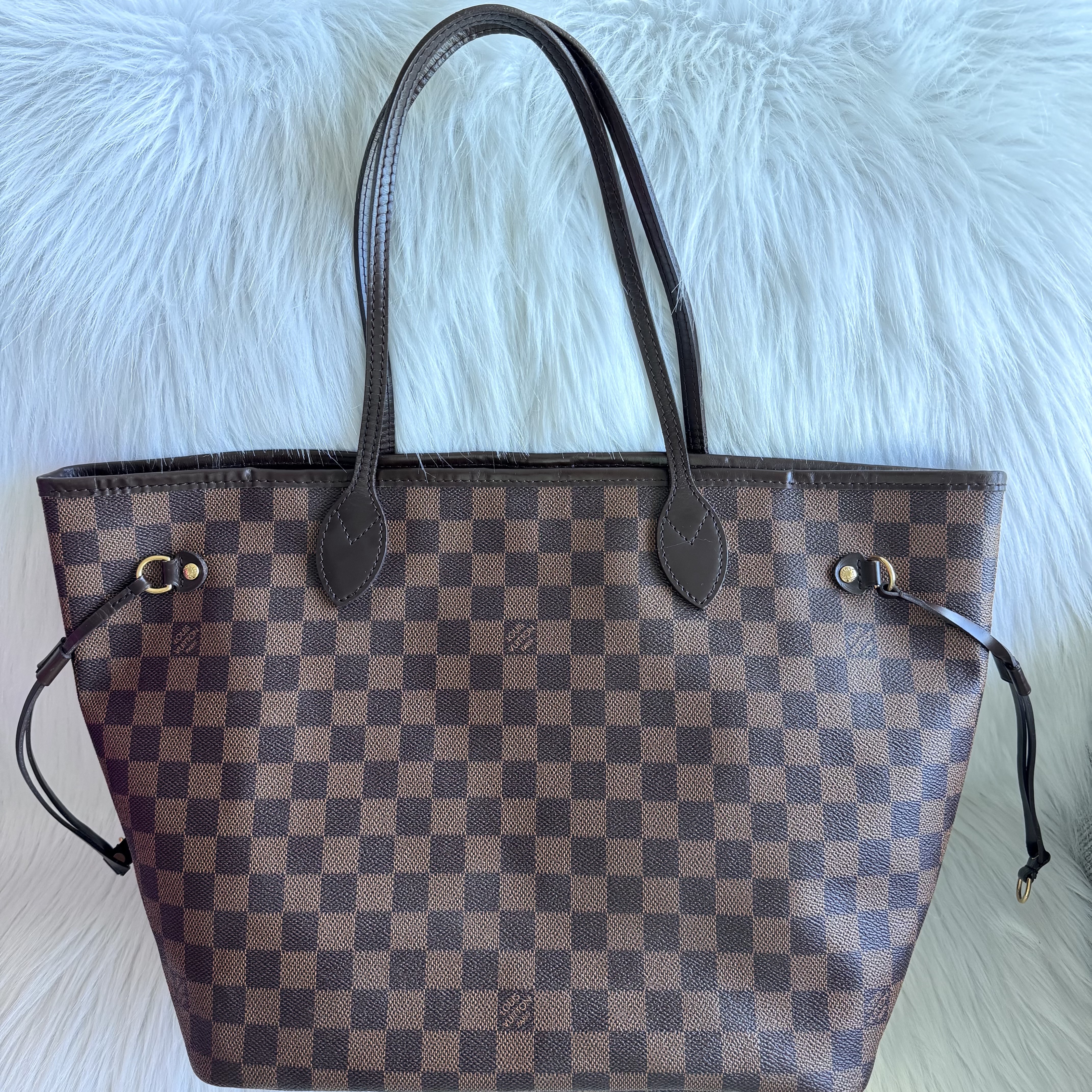 Louis Vuitton Neverfull MM-Damier Ebene Brown Leather Very good condition - Back View