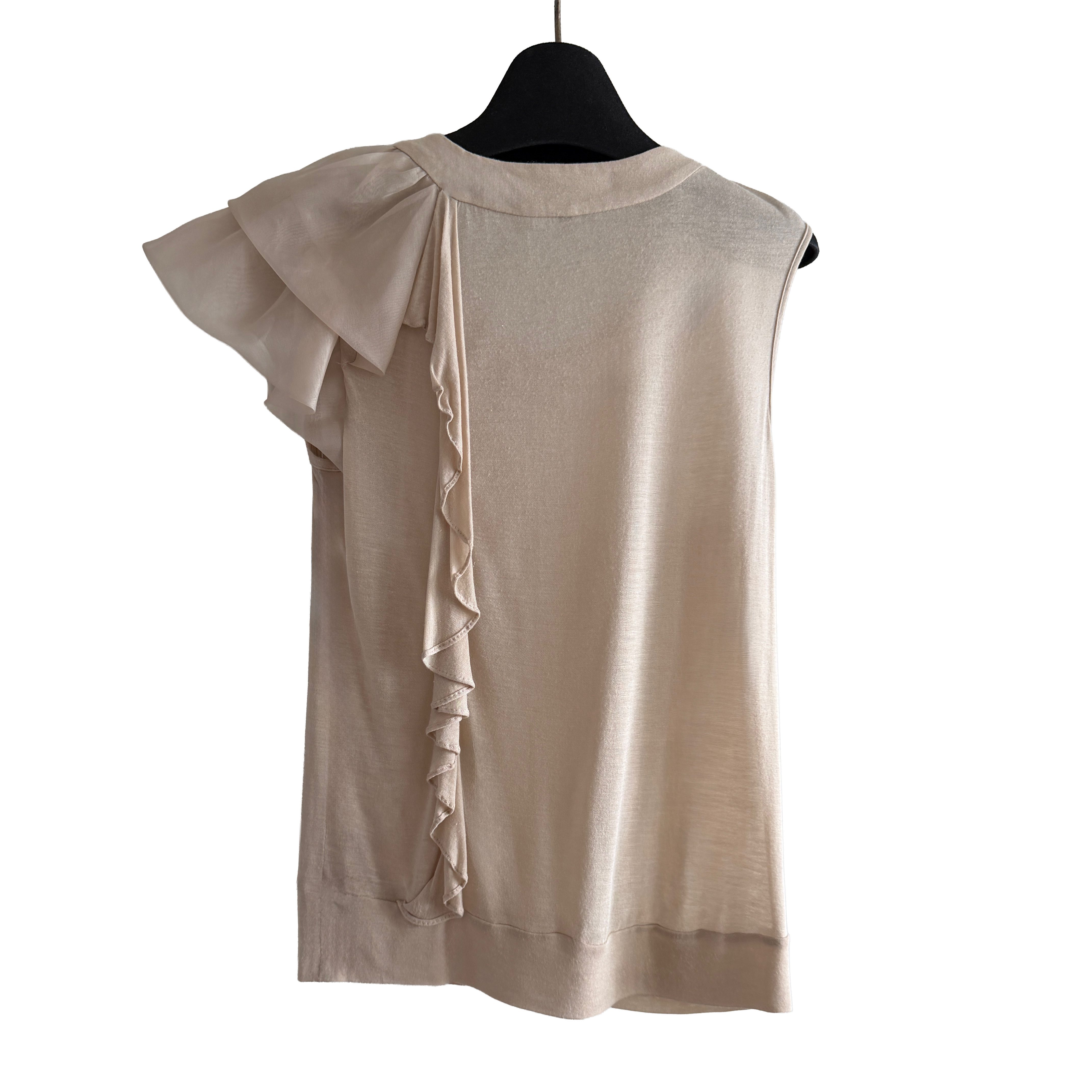 Yotam Solomon Asymmetrical Knit Top Beige Cotton Never worn - Back View