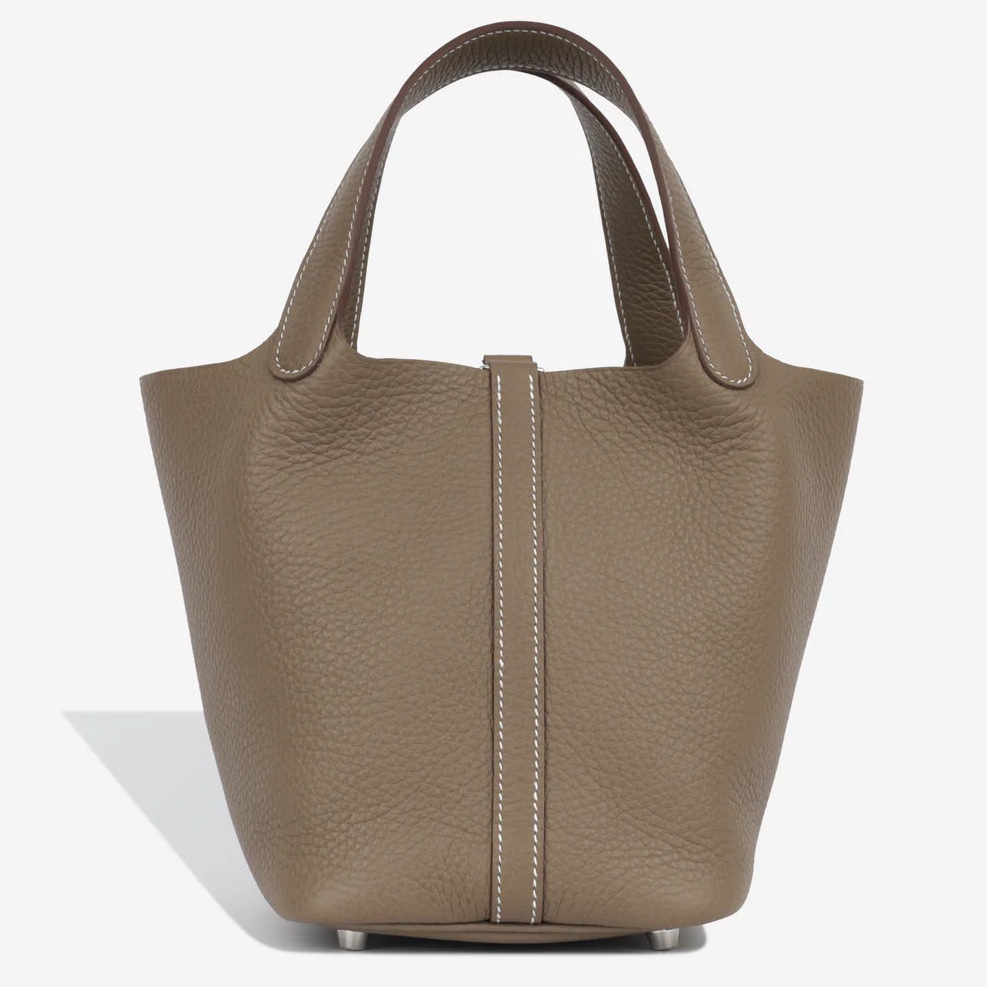 Hermès Picotin 18 Etoupe Clemence Grey Leather Good condition - Back View