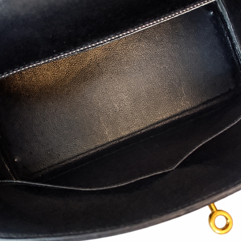 Hermès Kelly 32 Black Box Black Leather Good condition - Model View