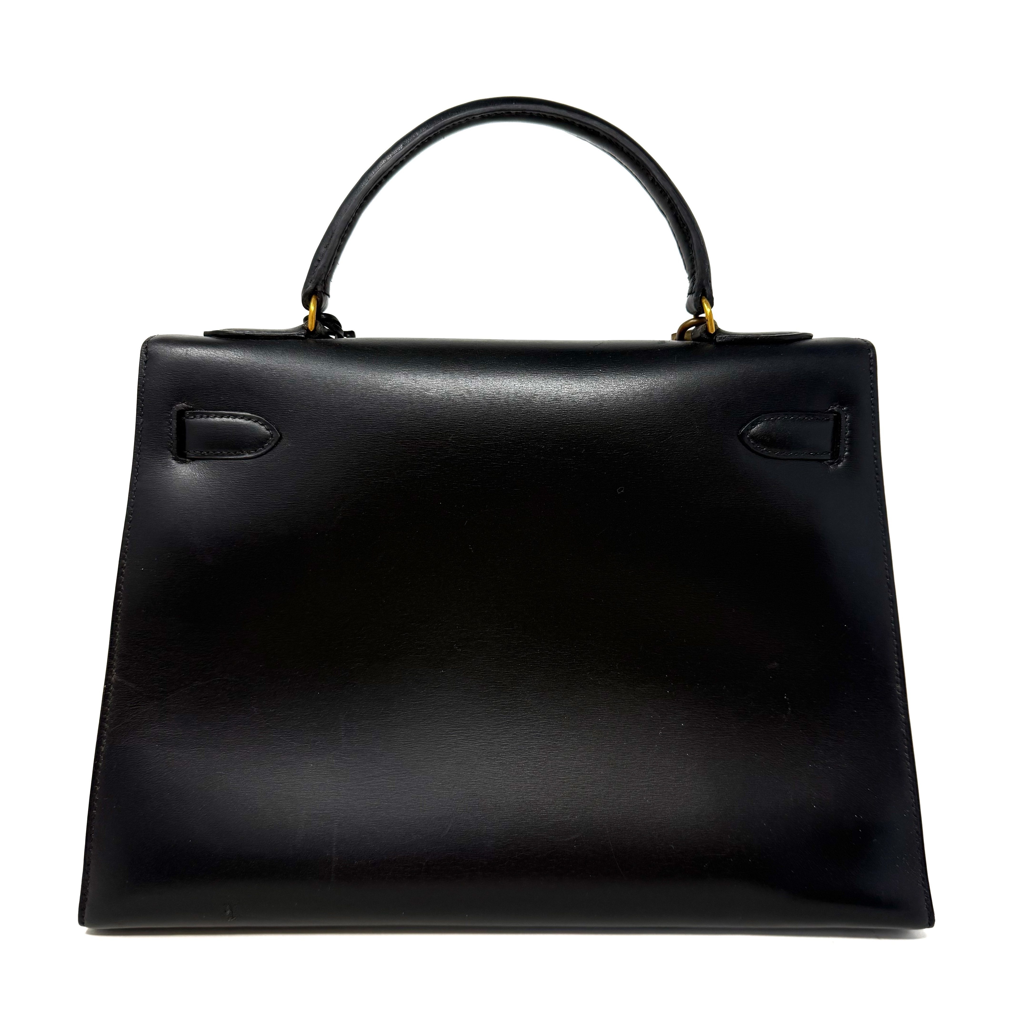 Hermès Kelly 32 Sellier Black Black Leather Good condition - Back View