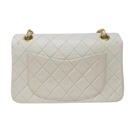 Chanel White Double Flap Bag White Leather Good condition - Back View