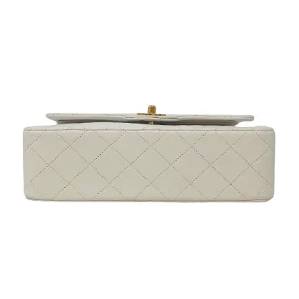 Chanel White Double Flap Bag White Leather Good - Inside View