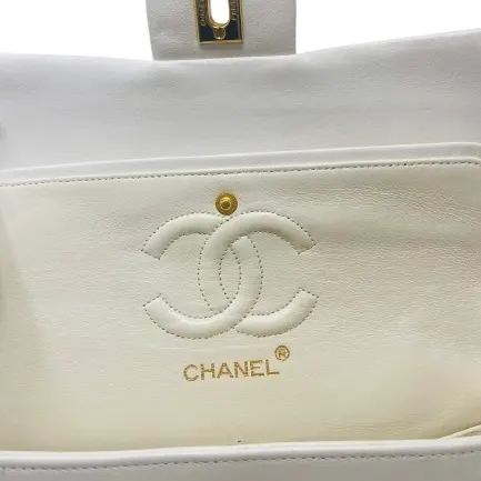 Chanel White Double Flap Bag White Leather Good - Box View