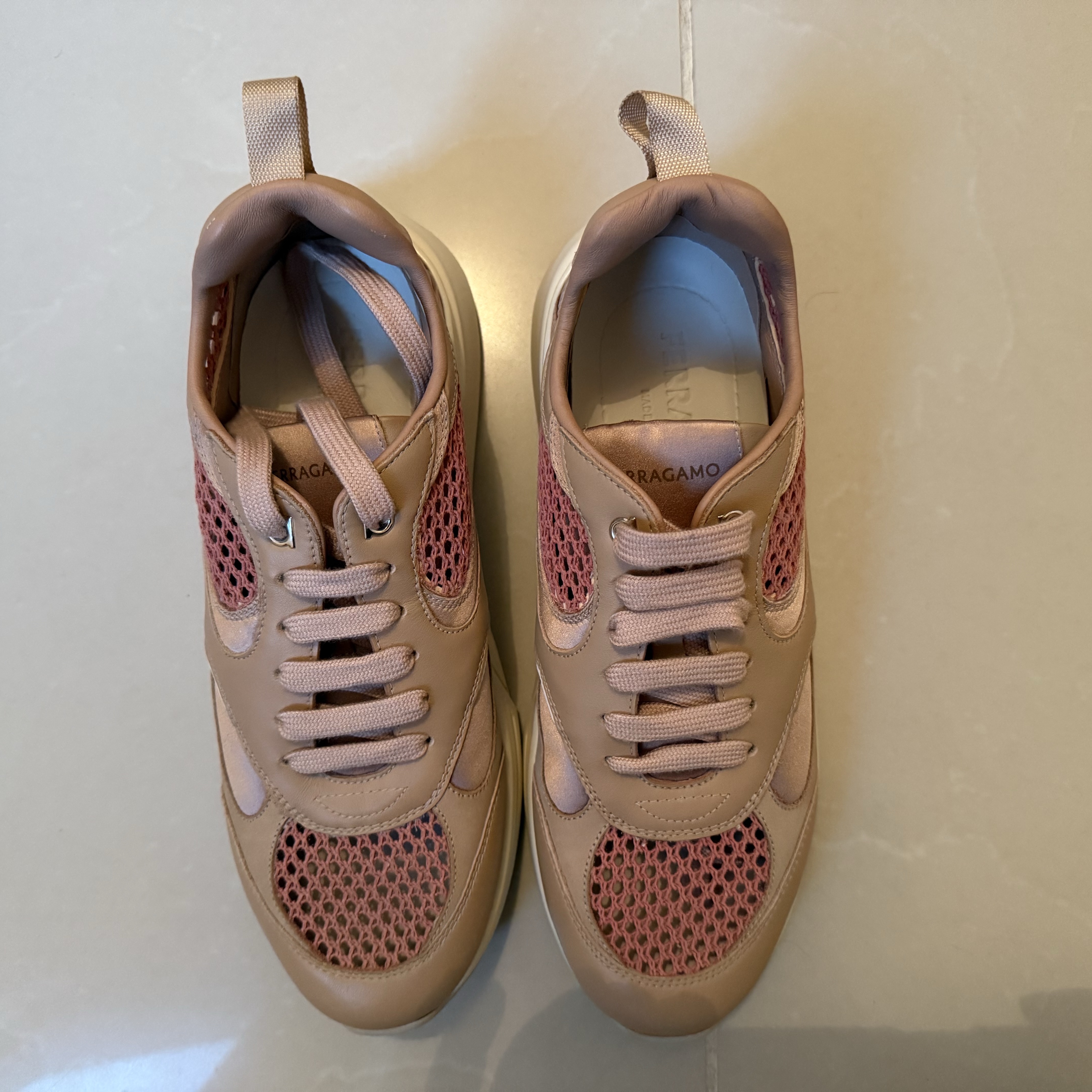Salvatore Ferragamo S.p.A. Ferragamo Sneakers Pink Leather Never worn, with tag - Inside View