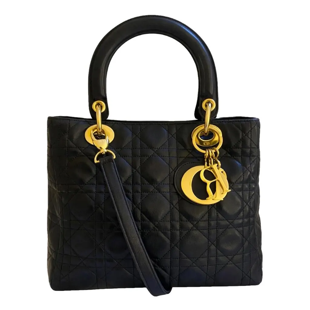 Dior Lady Dior Black Leather Black Leather Good - Back View