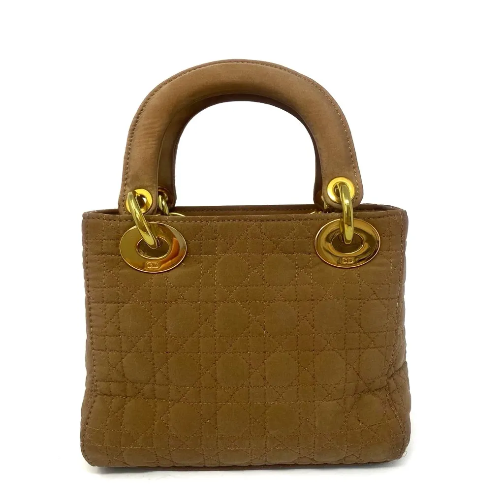 Dior Mini Lady Dior Beige Beige Canvas Good - Back View