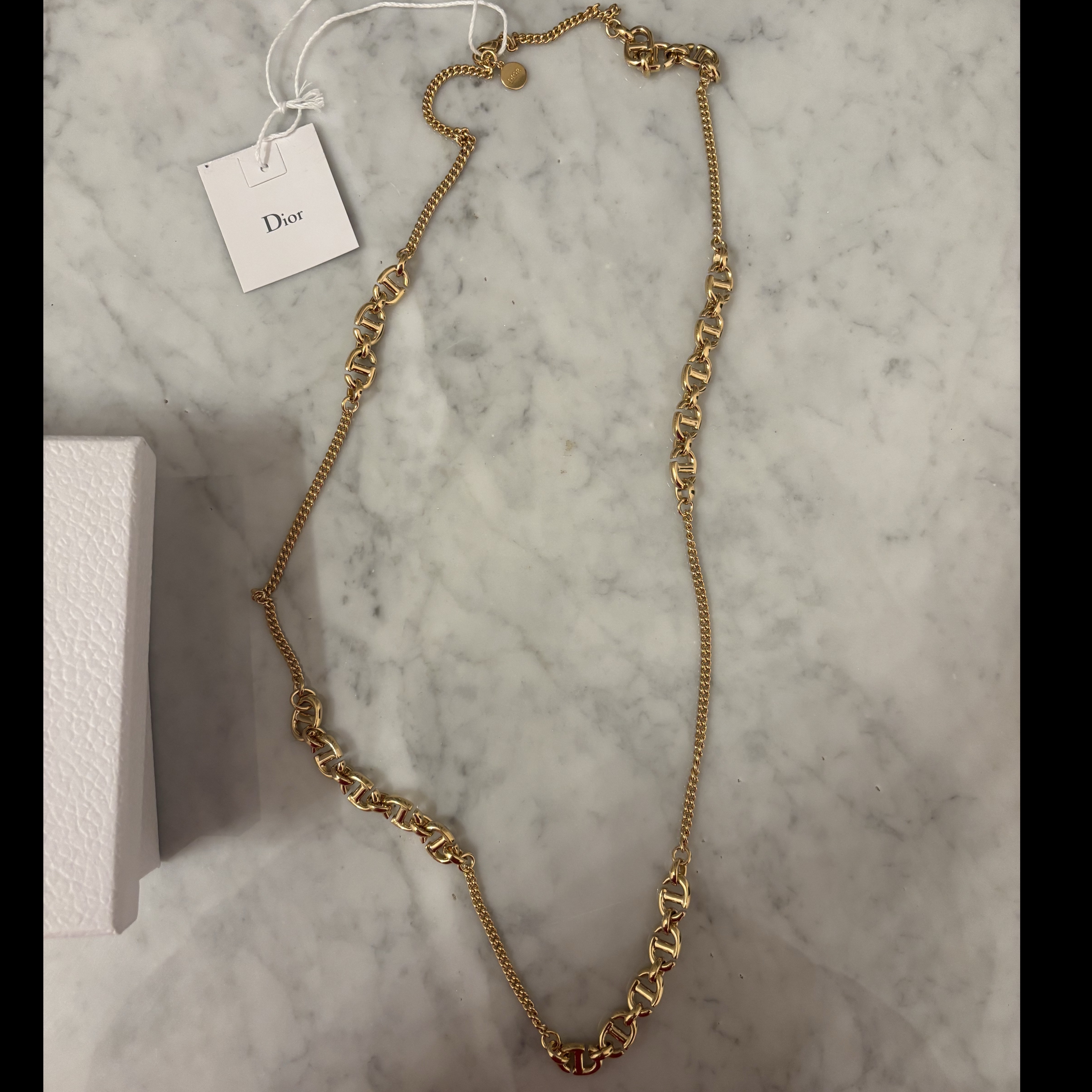 Dior CD Navy  Necklace Gold Never worn, with tag - Back View