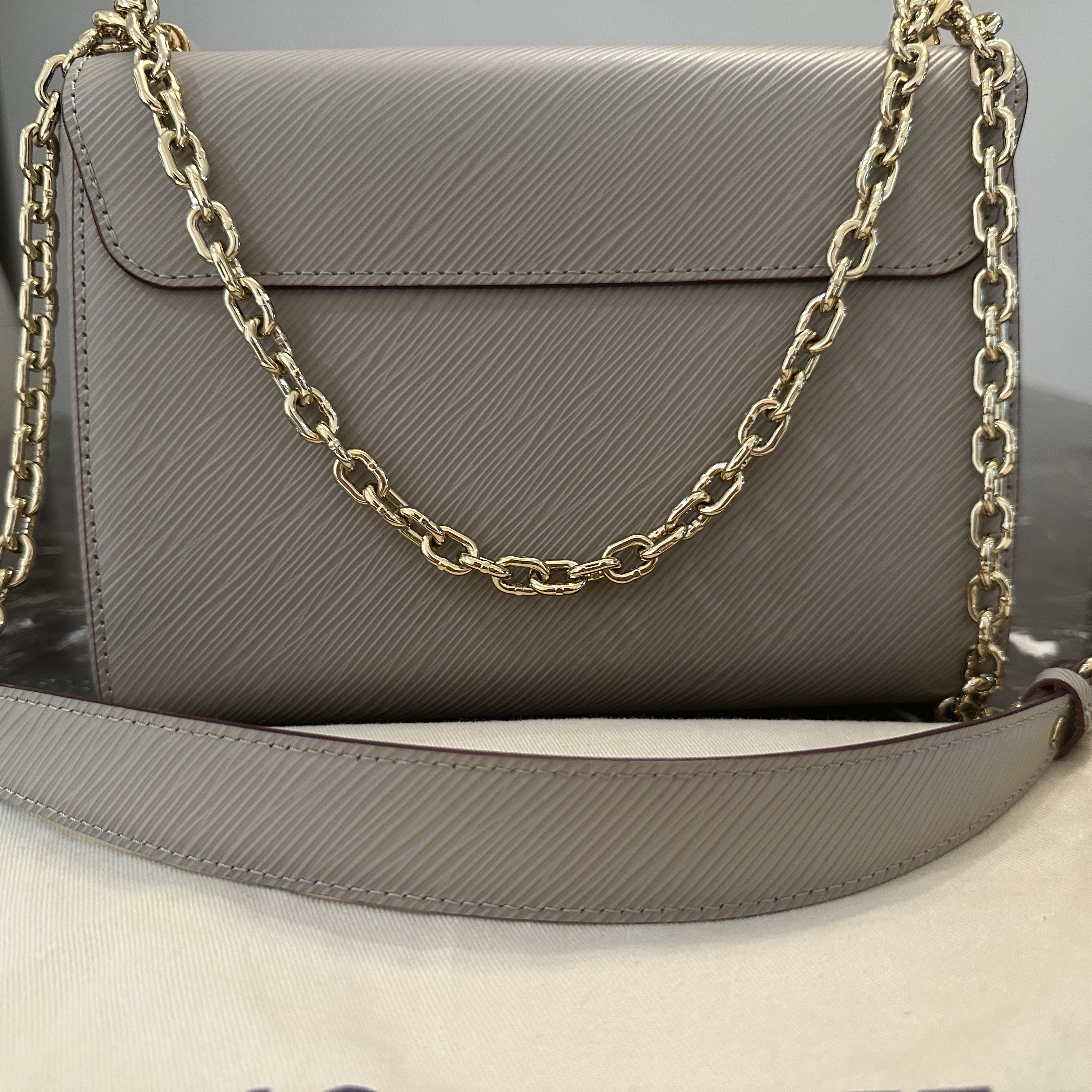 Louis Vuitton LV Twist MM Beige Leather Never worn - Back View