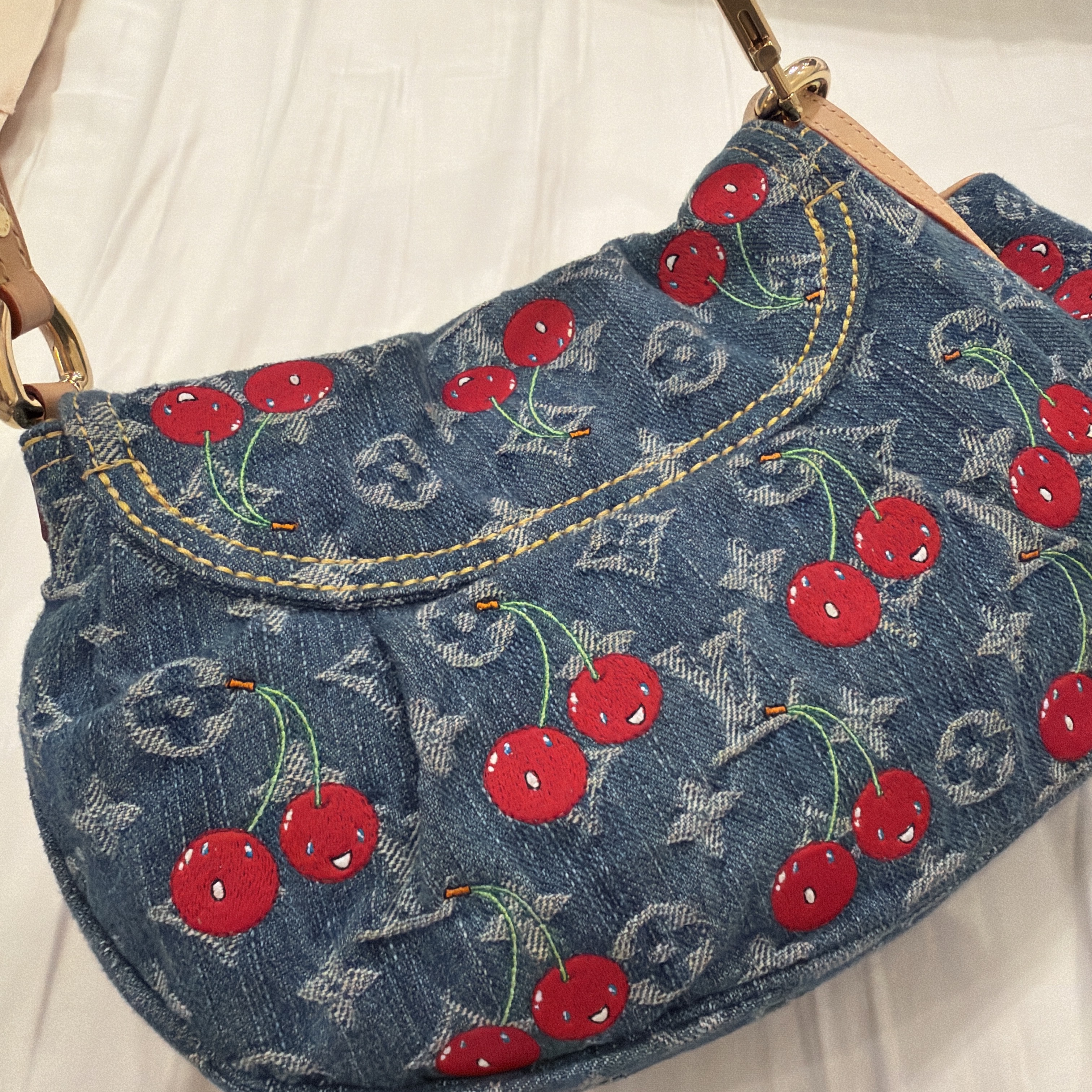 Louis Vuitton Takashi Murakami Cherry Bag Blue Denim Never worn - Back View