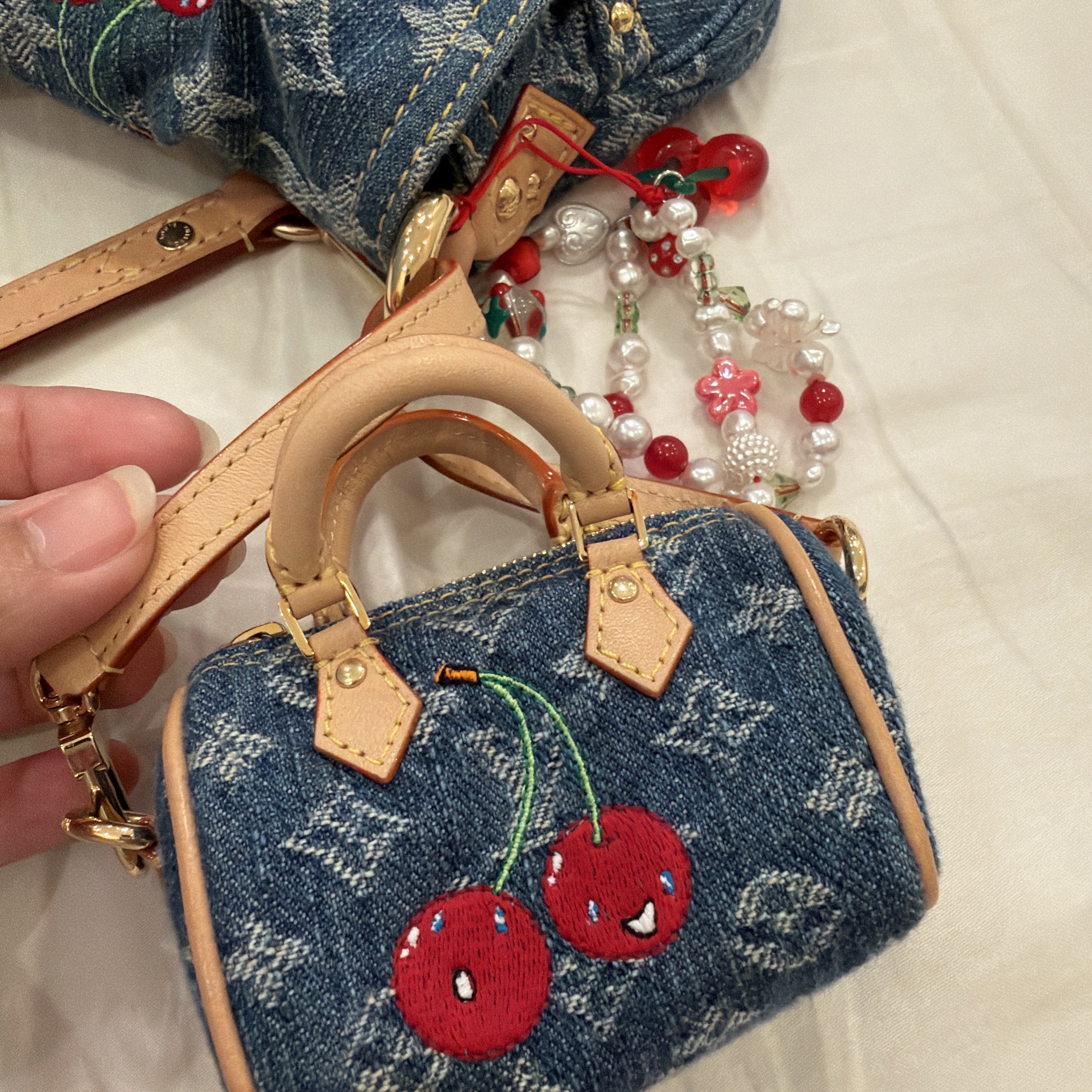 Louis Vuitton Takashi Murakami Cherry Bag Blue Denim Never worn - Box View