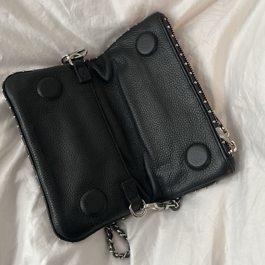 Zadig & Voltaire Rock Nano Studs Clutch Black Leather Never worn - Inside View