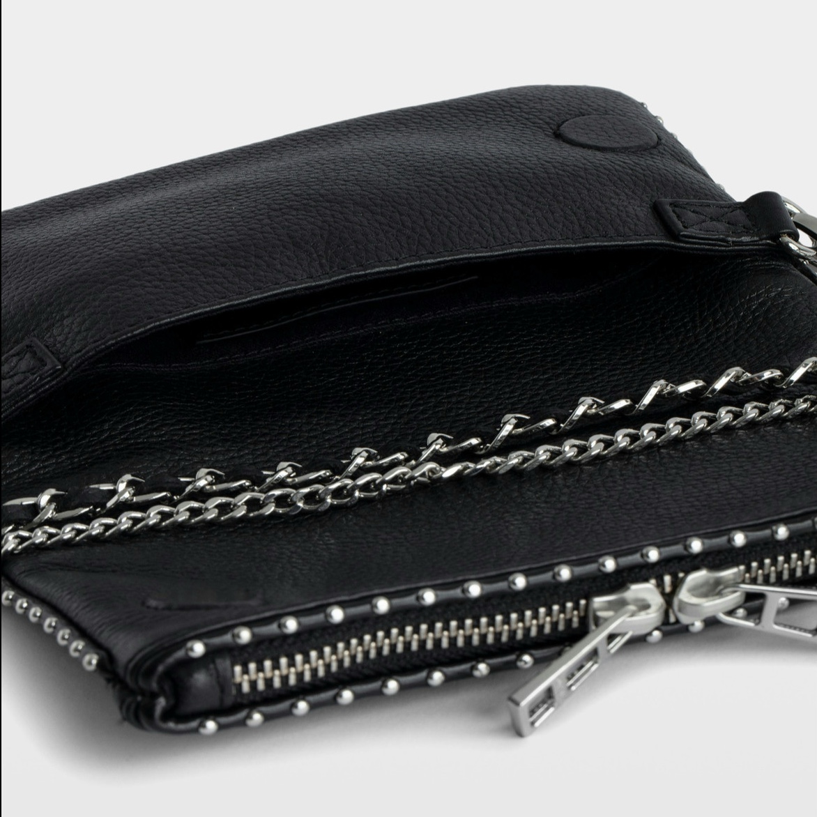 Zadig & Voltaire Rock Nano Studs Clutch Black Leather Never worn - Model View