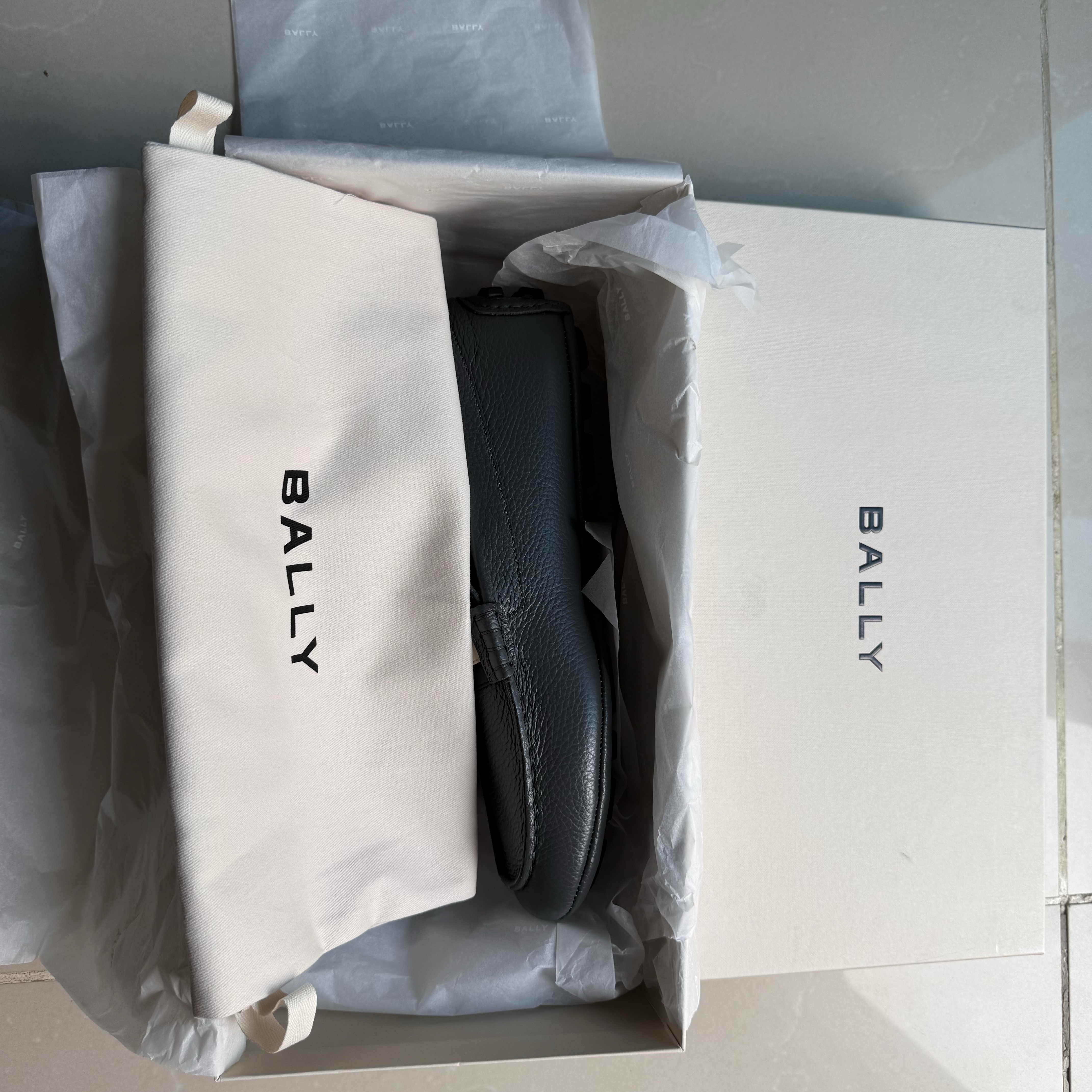 Bally Bally Loafers Grey Leather Never worn, with tag - Box View