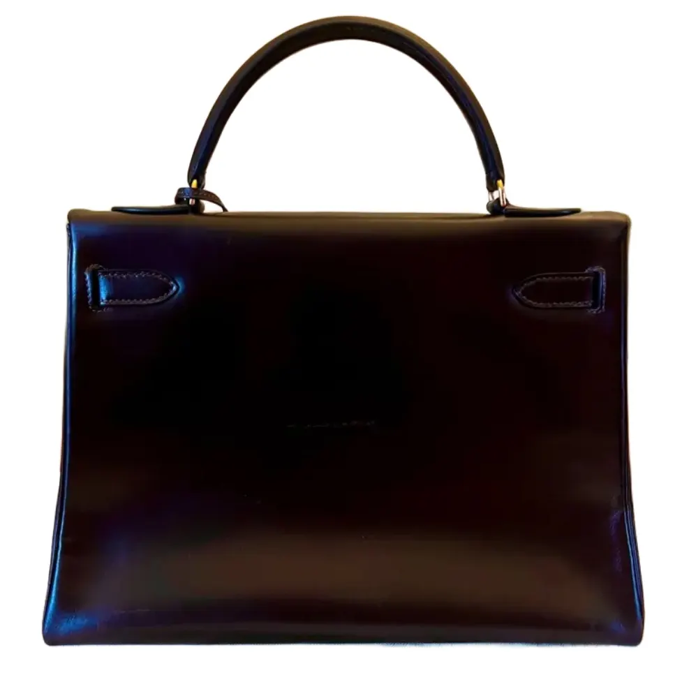 Hermès Kelly 32 Brown Box Brown Leather Good - Back View