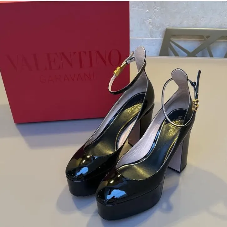 Valentino Tan-go Platform Pumps Black Leather Very good - Model View