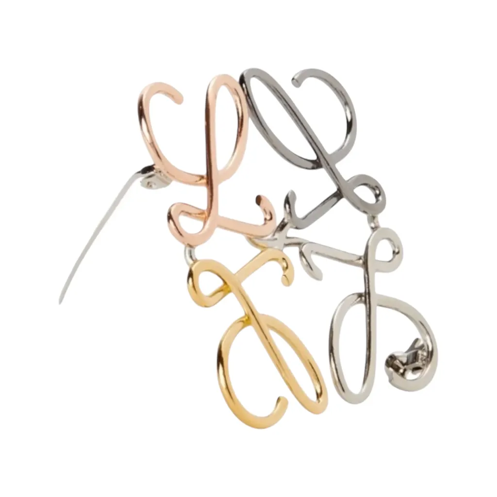 Loewe Loewe X Anagram Brooch Beige Stainless steel Never worn, with tag - Back View