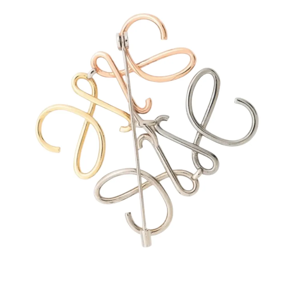 Loewe Loewe X Anagram Brooch Beige Stainless steel Never worn, with tag - Model View