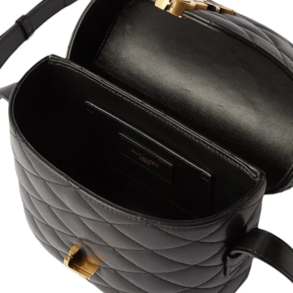 Saint Laurent Saint Laurent Monogram June Black Leather Never worn, with tag - Model View