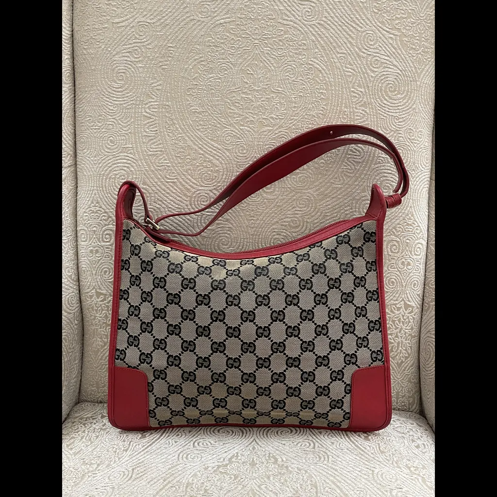 Gucci GG Canvas Shoulder Bag Red Canvas Good - Back View