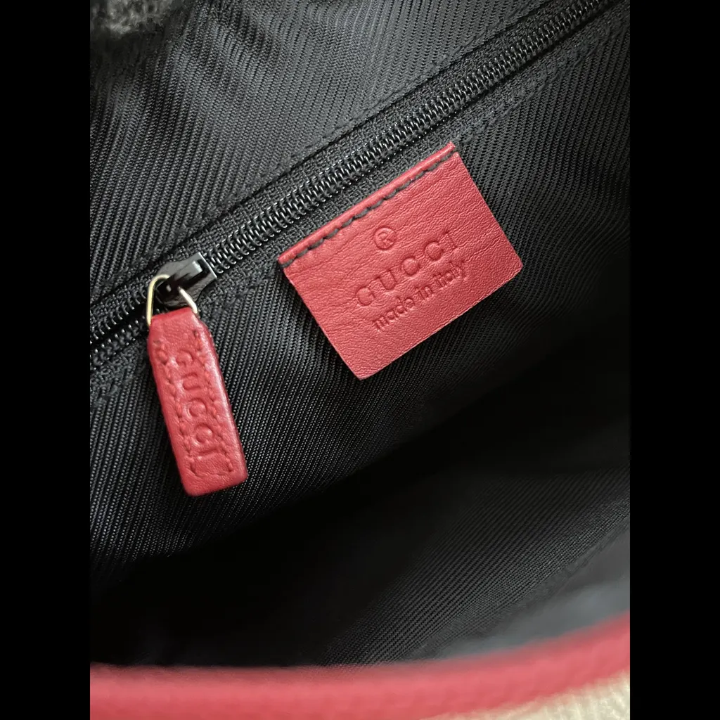 Gucci GG Canvas Shoulder Bag Red Canvas Good - Model View