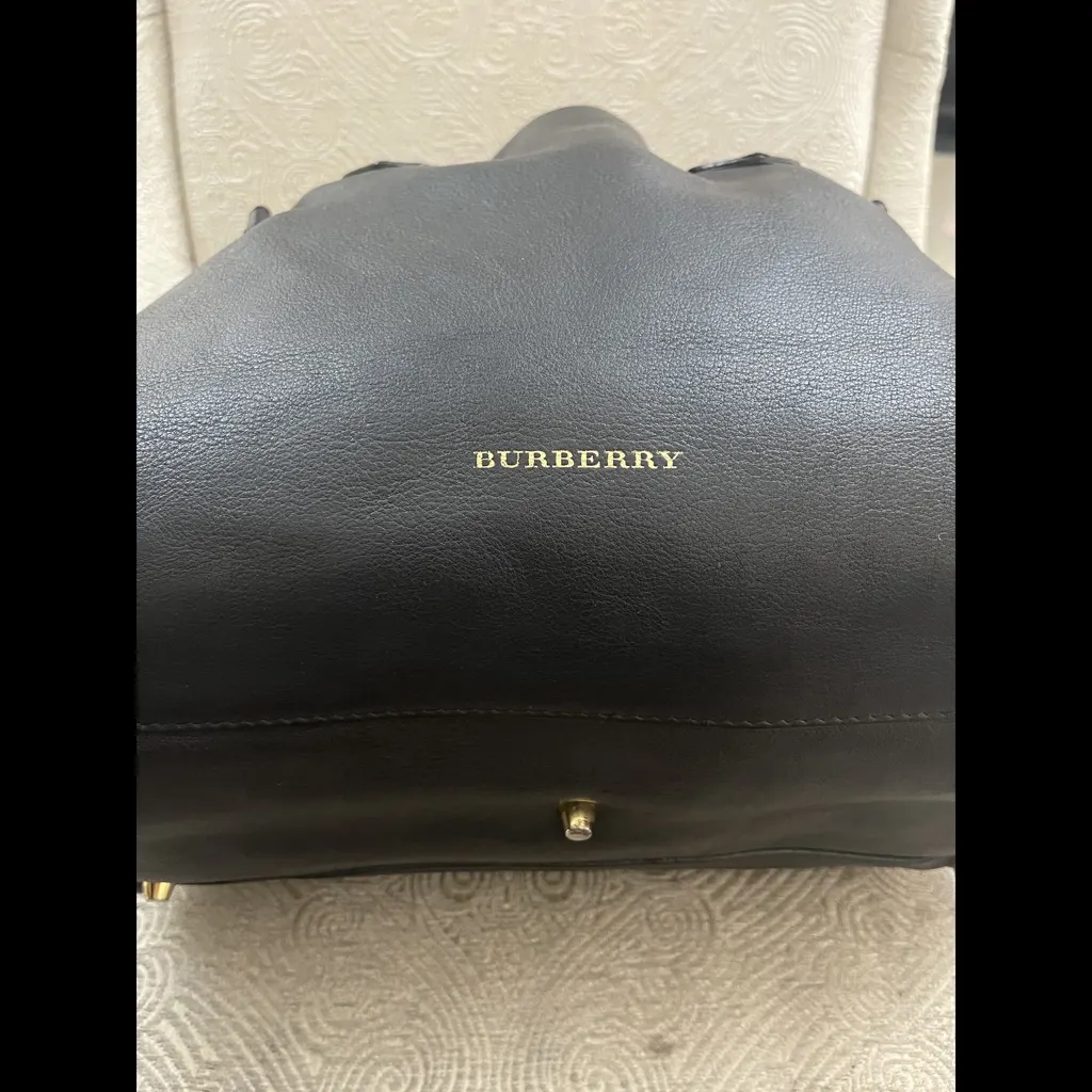 Burberry Banner Tote Leather Bag Black Leather Good - Inside View