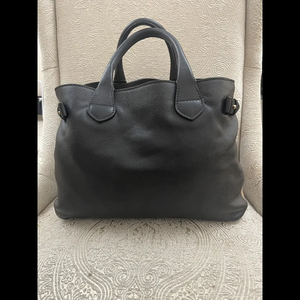 Burberry Banner Tote Leather Bag Black Leather Good - Model View