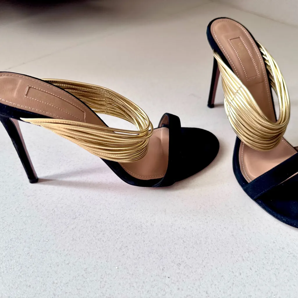 Aquazzura Randez Vous 105 slide Black Suede Very good - Box View