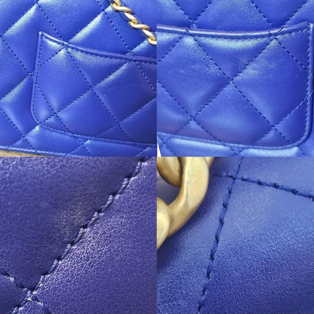 Chanel MINI DUAL HANDLE Blue Leather Good - Box View