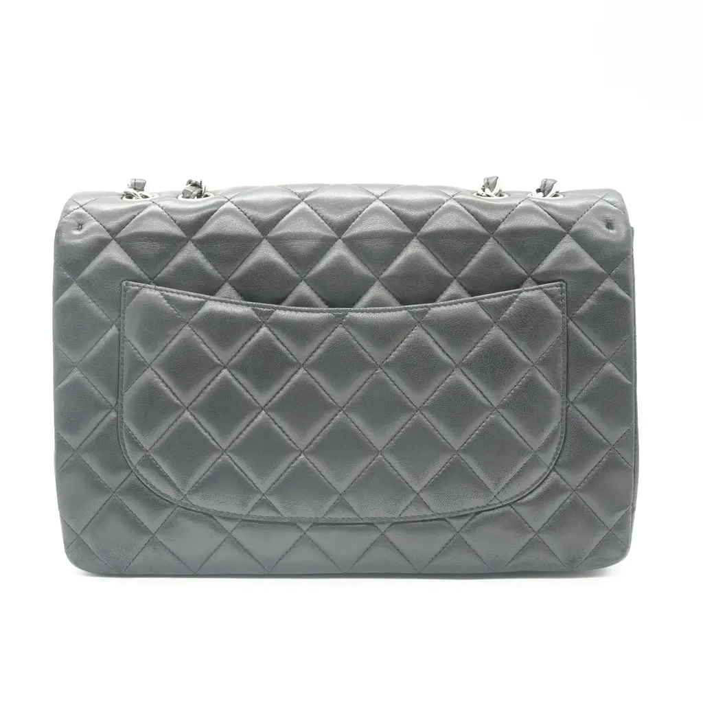 Chanel Classic 30 Single Flap Black Leather Good - Back View