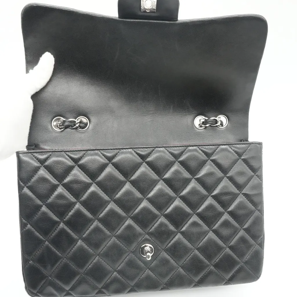 Chanel Classic 30 Single Flap Black Leather Good - Box View