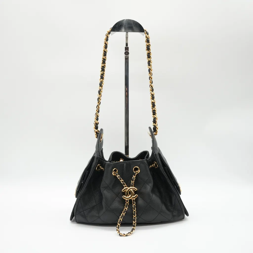 Chanel 25 Mini Hobo Handbag Black Leather Very good - Box View