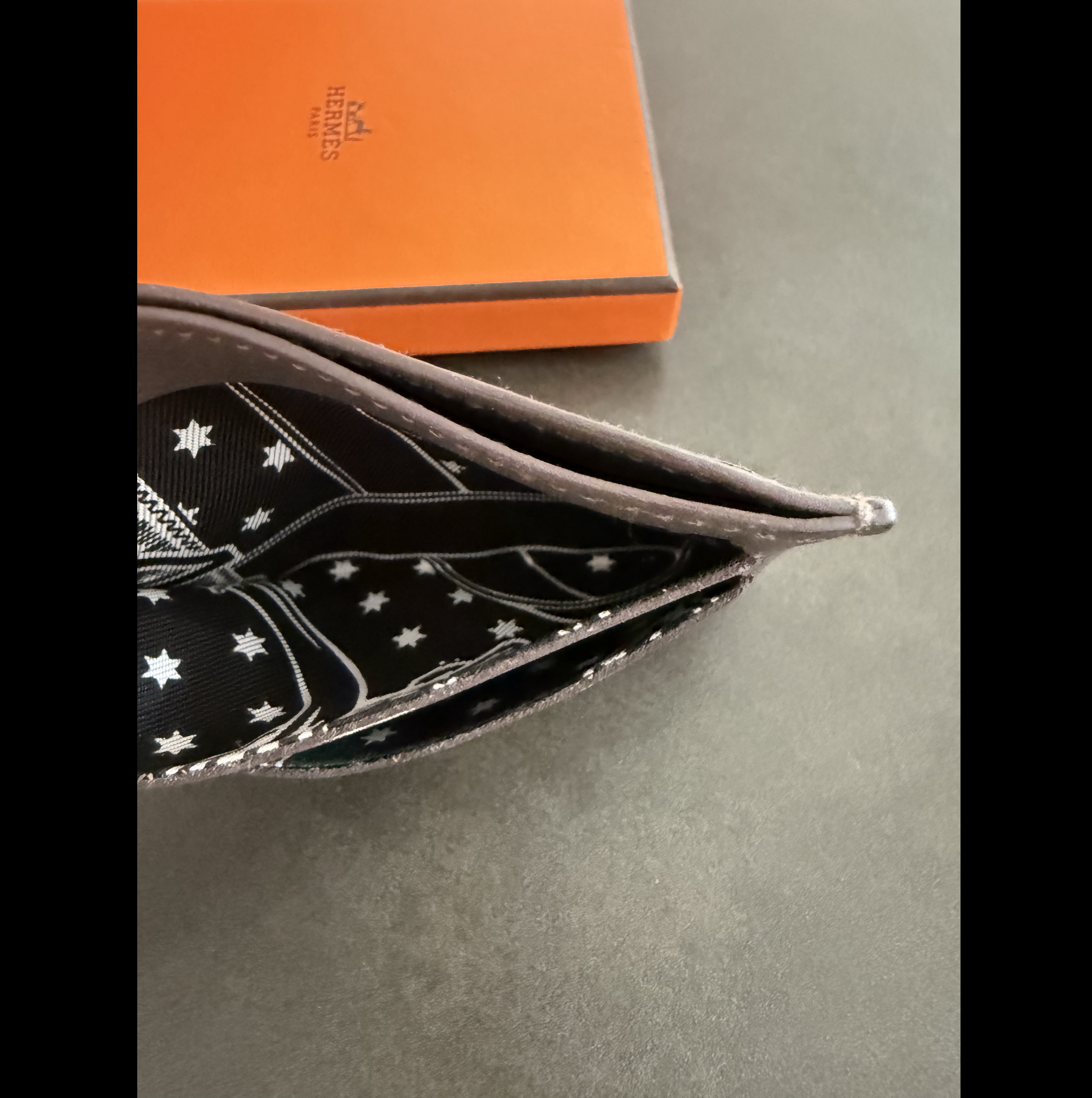Hermès Cardholder Grey Leather Good - Box View