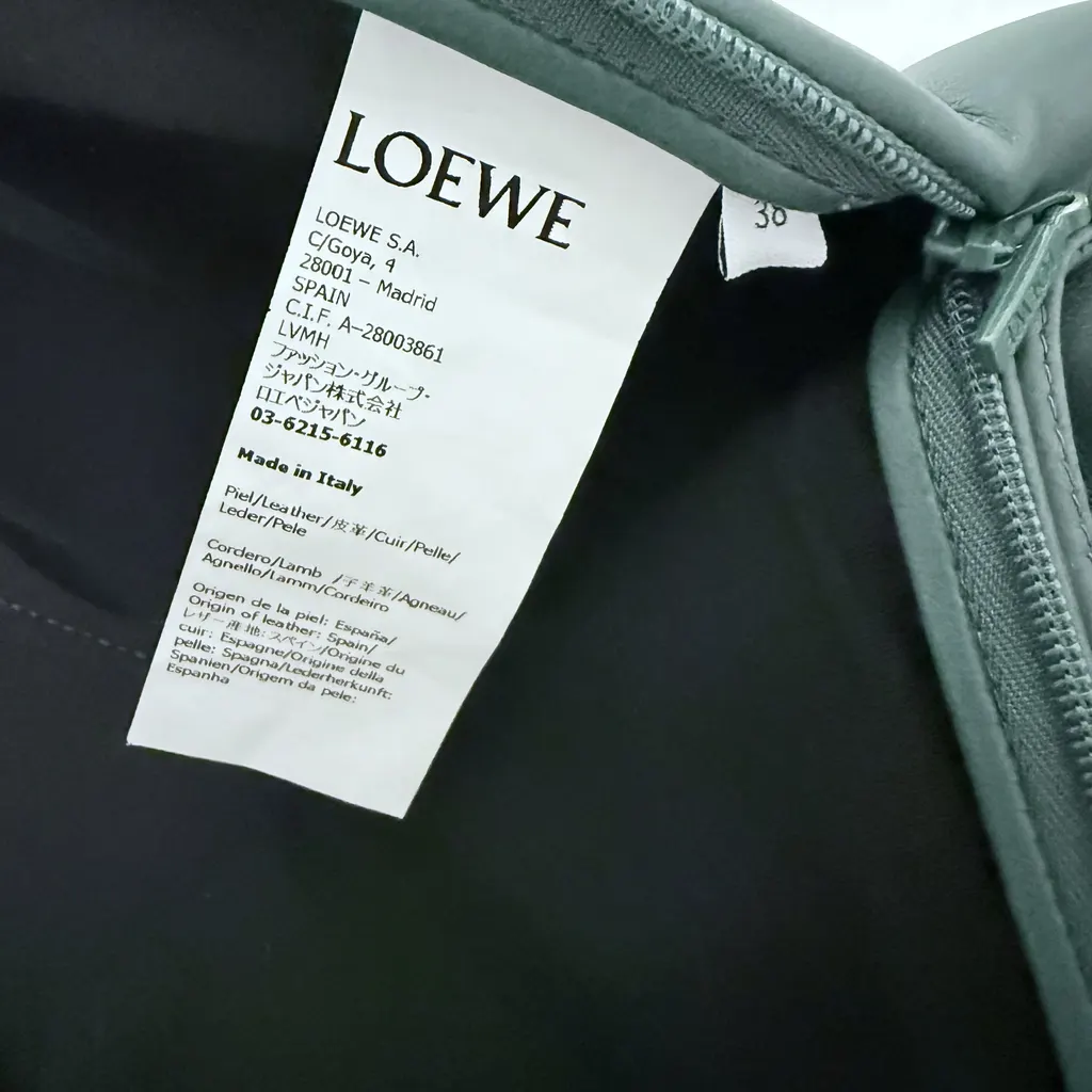 Loewe SS24 Distressed Leather Shorts Green Leather Never worn, with tag - Box View