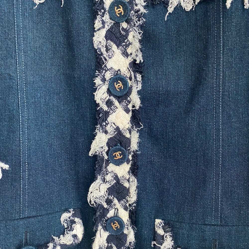 Chanel Tweed Trim Denim Jacket - Detail 1