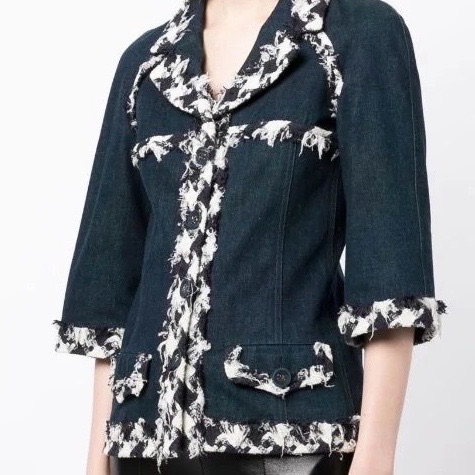 Chanel Tweed Trim Denim Jacket - Detail 2