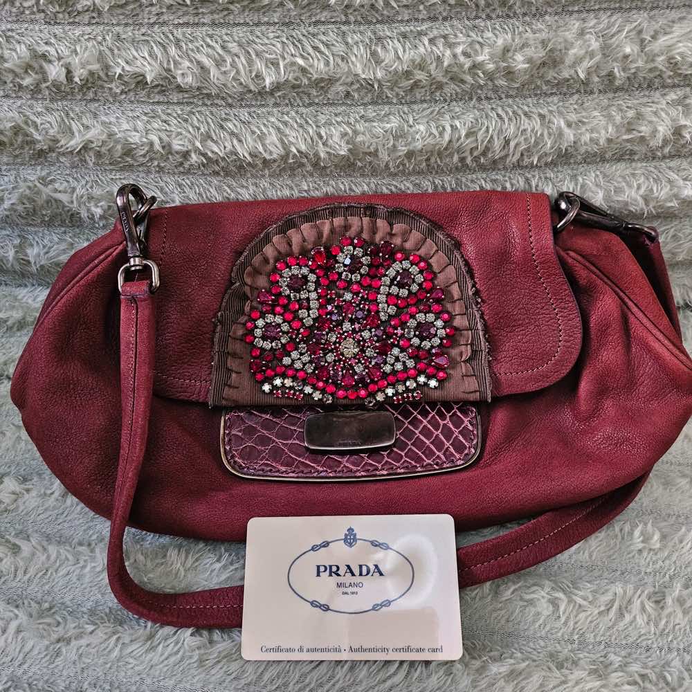 Prada Rhinestones Bag Brown Good - Box View